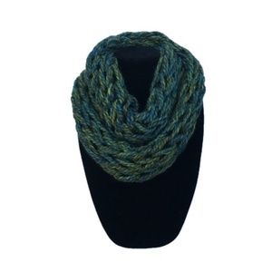 NWOT Green/Blue Handknit Cozy Infinity Scarf